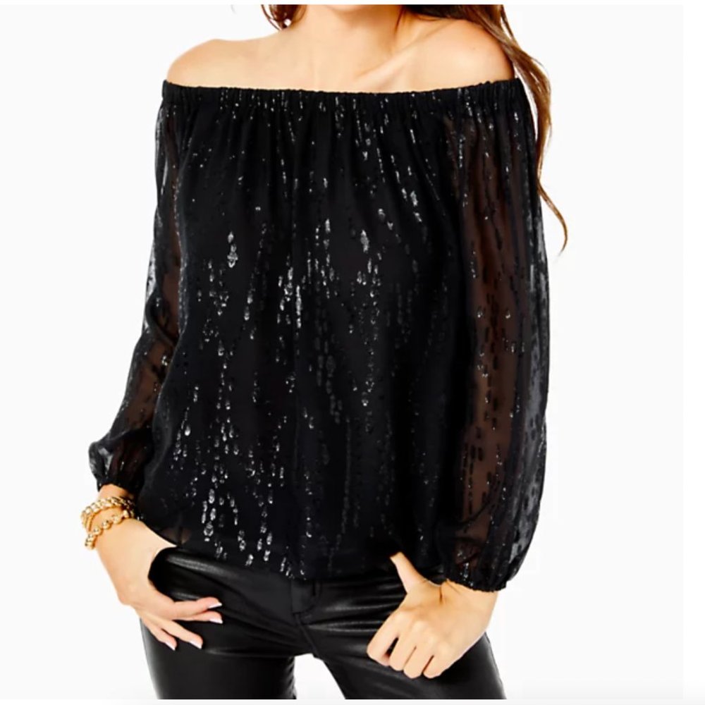 Lilly Pulitzer elegant black silk top, sz S